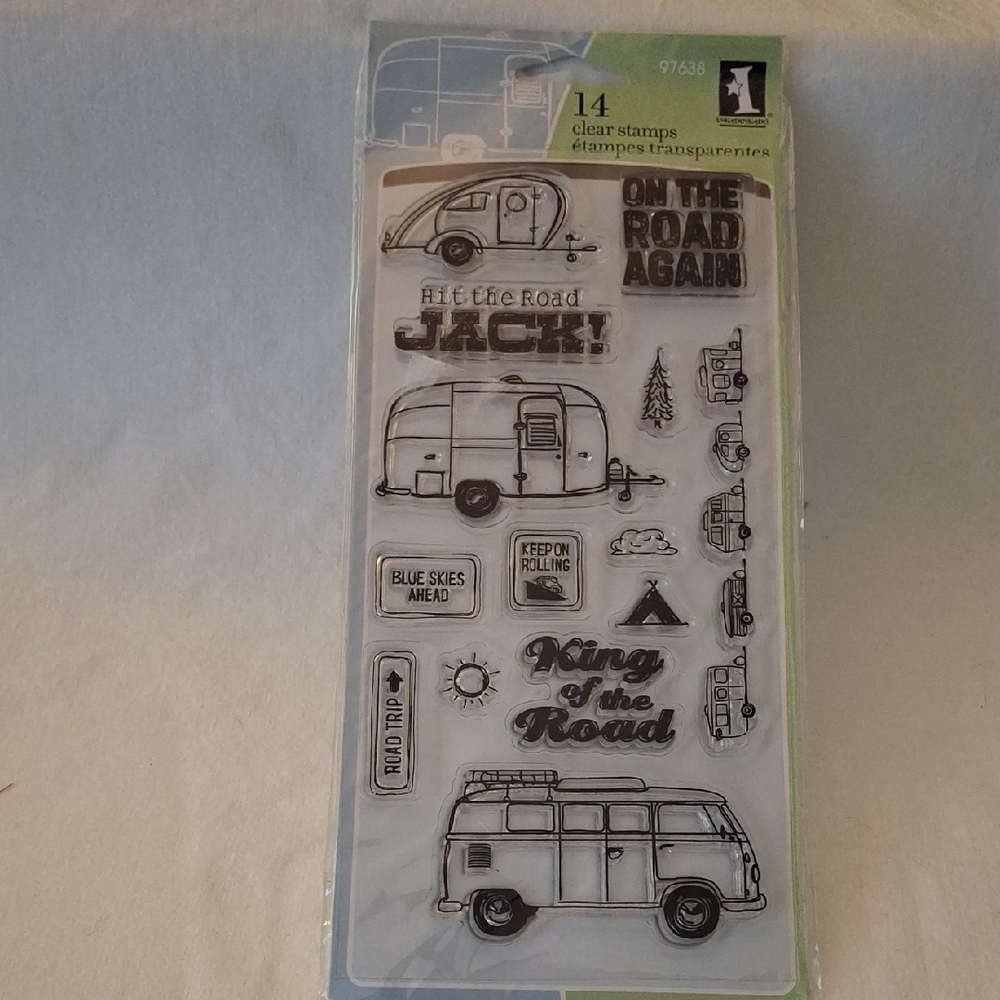 Travel-Themed Clear Acrylic/Polymar Stamp Set for Paper Crafting, Cardmaking,